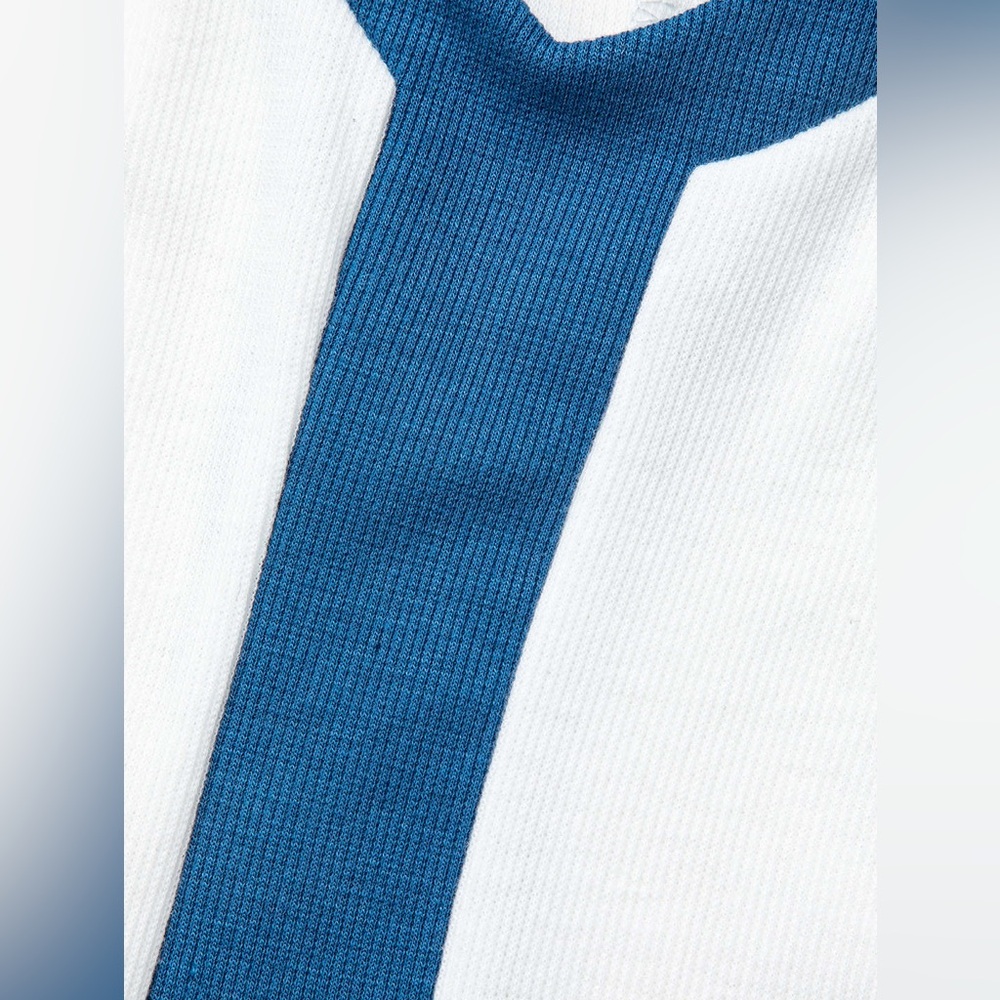 White Maxi Bodycon Dress with Blue Stripe - Picture 5 of 5